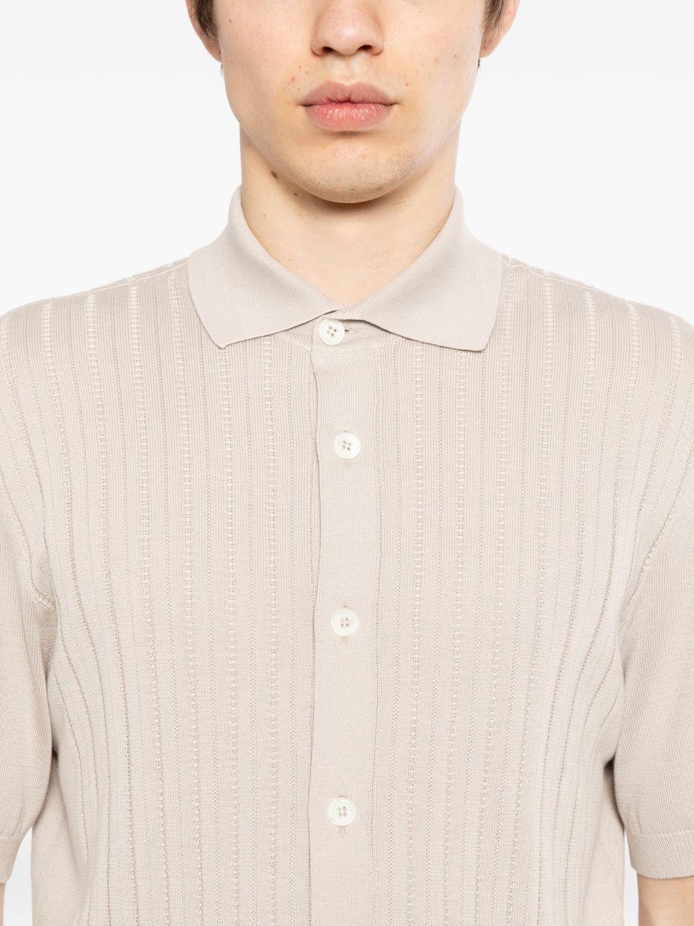 ribbed buttoned polo shirt