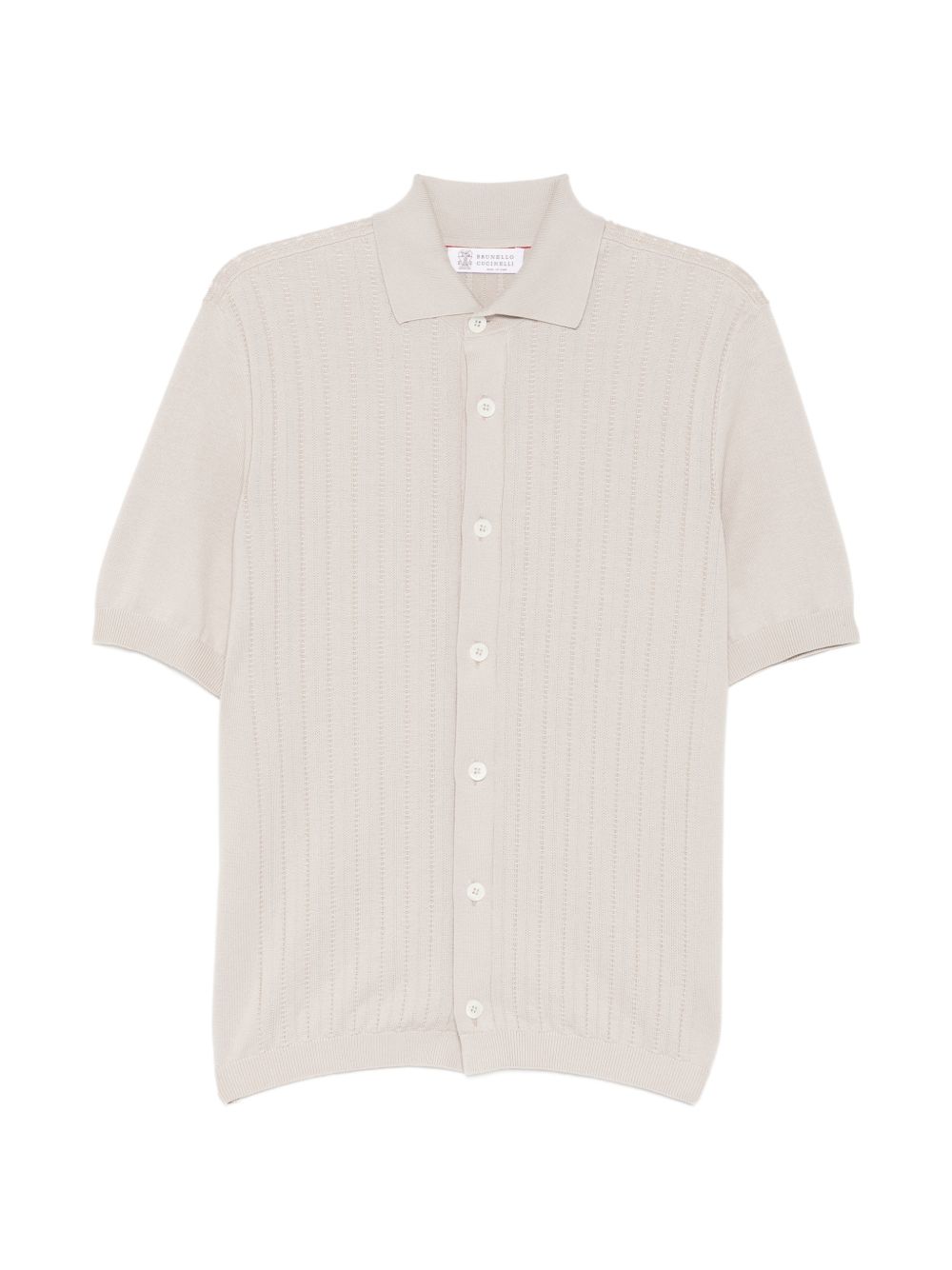 ribbed buttoned polo shirt