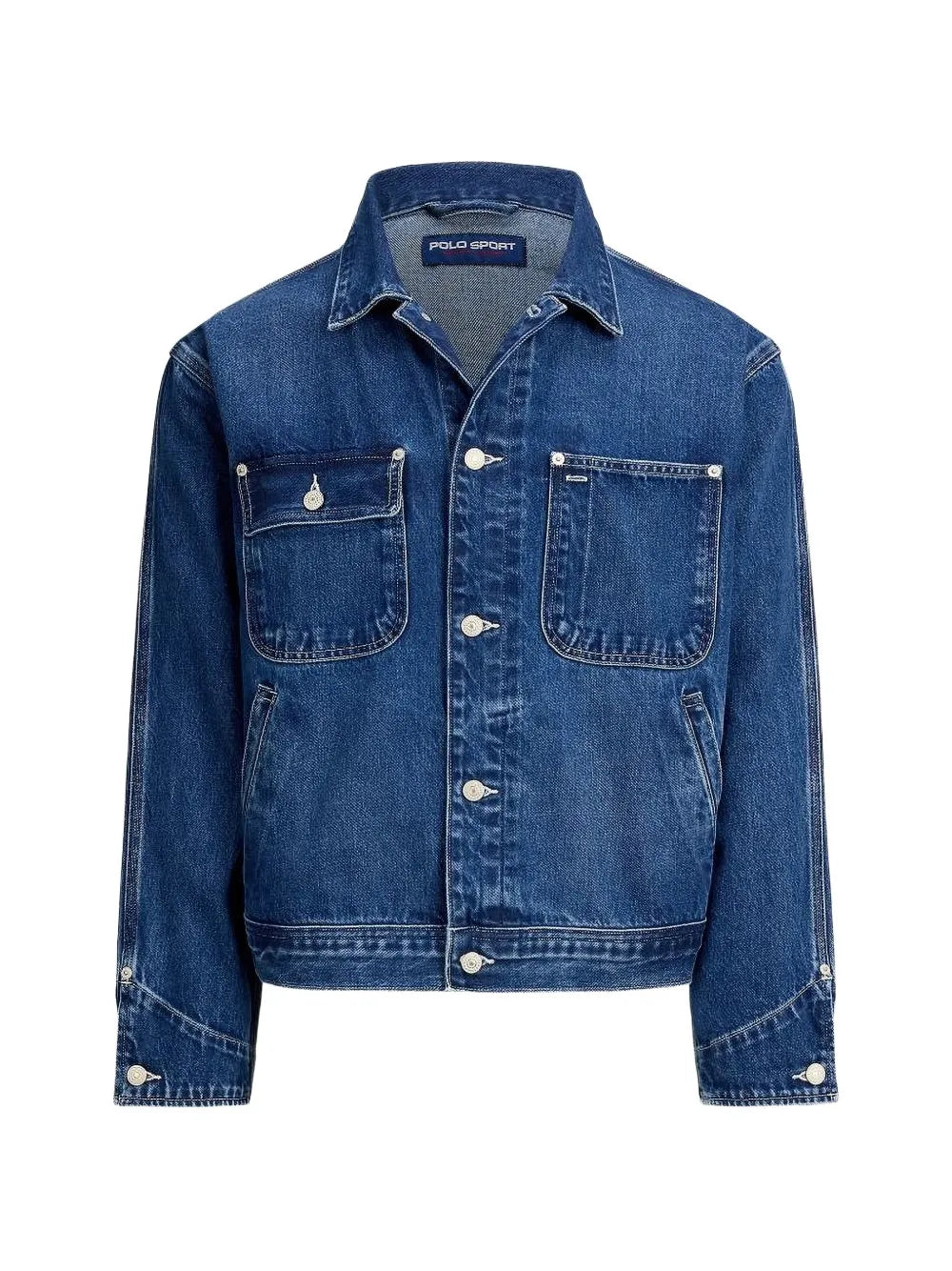 limited-edition flag-artwork patch-pocket denim jacket