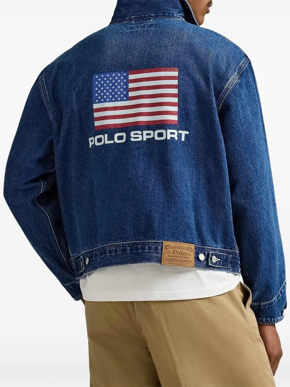 limited-edition flag-artwork patch-pocket denim jacket