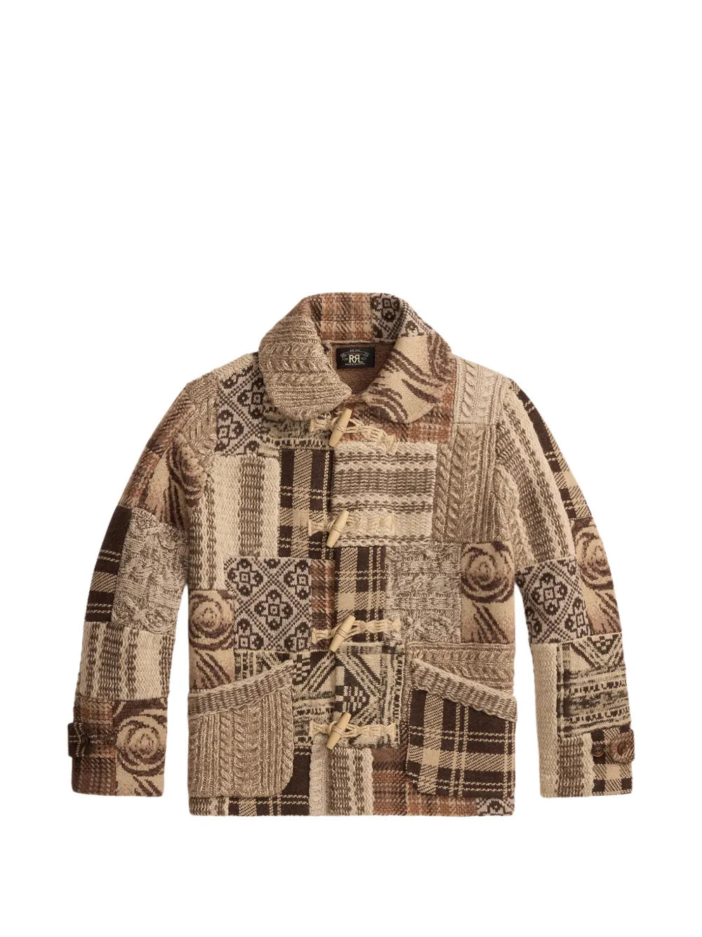 Patchwork Toggle-Fastening Cardigan