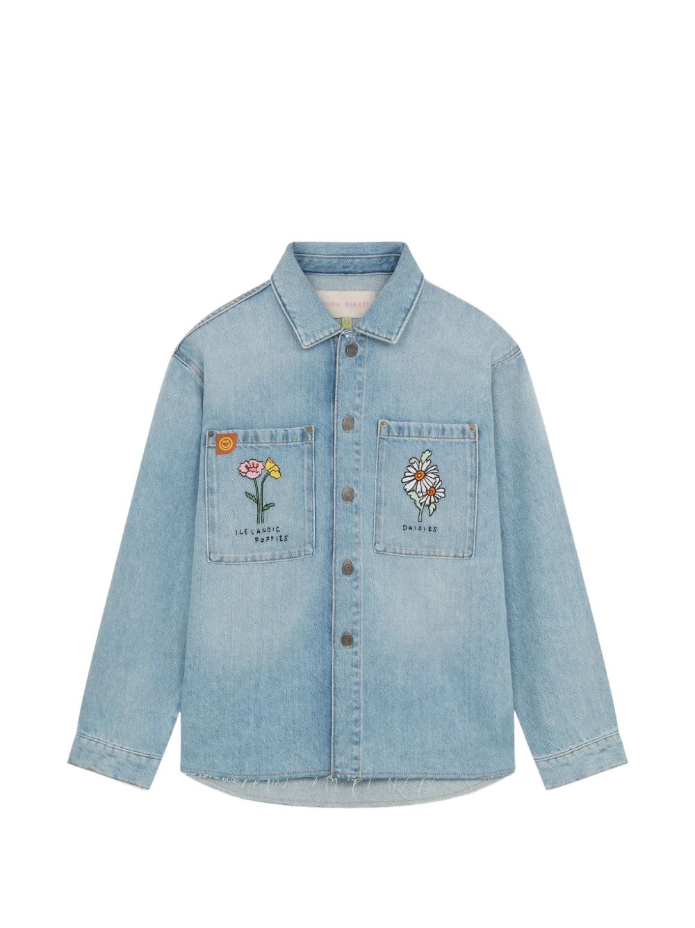 floral-embroidered pocket cotton jacket