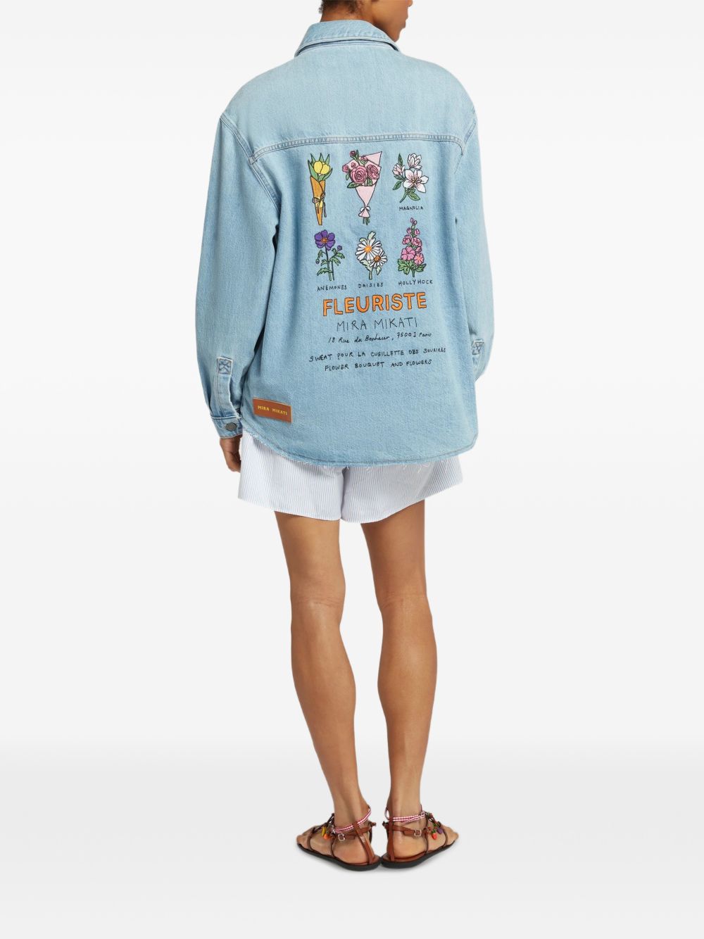 floral-embroidered pocket cotton jacket
