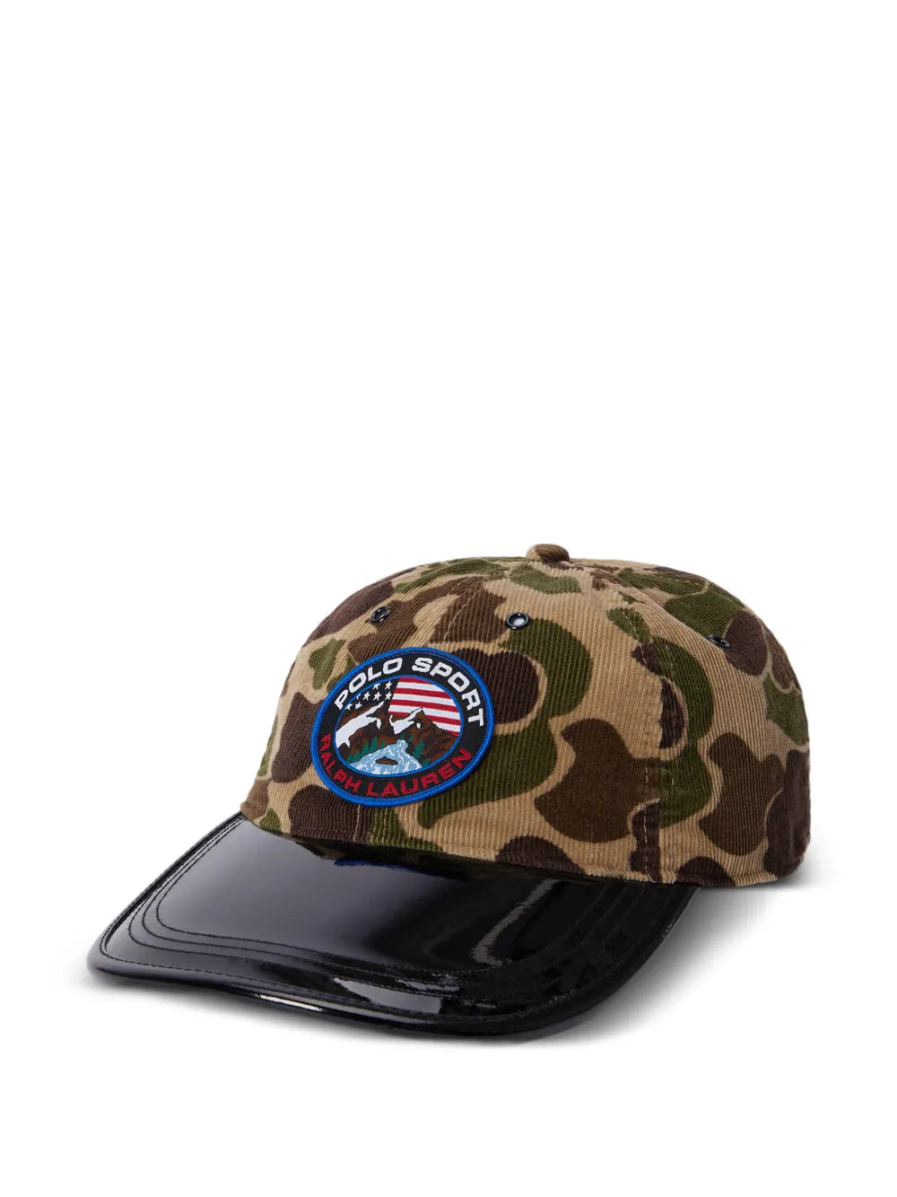 camouflage-print corduroy cap