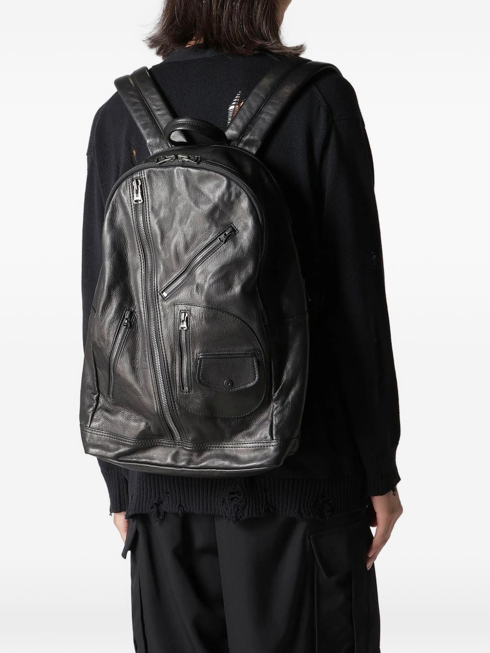zip leather backpack