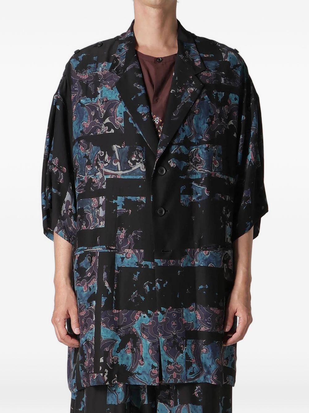 patterned silk jacket