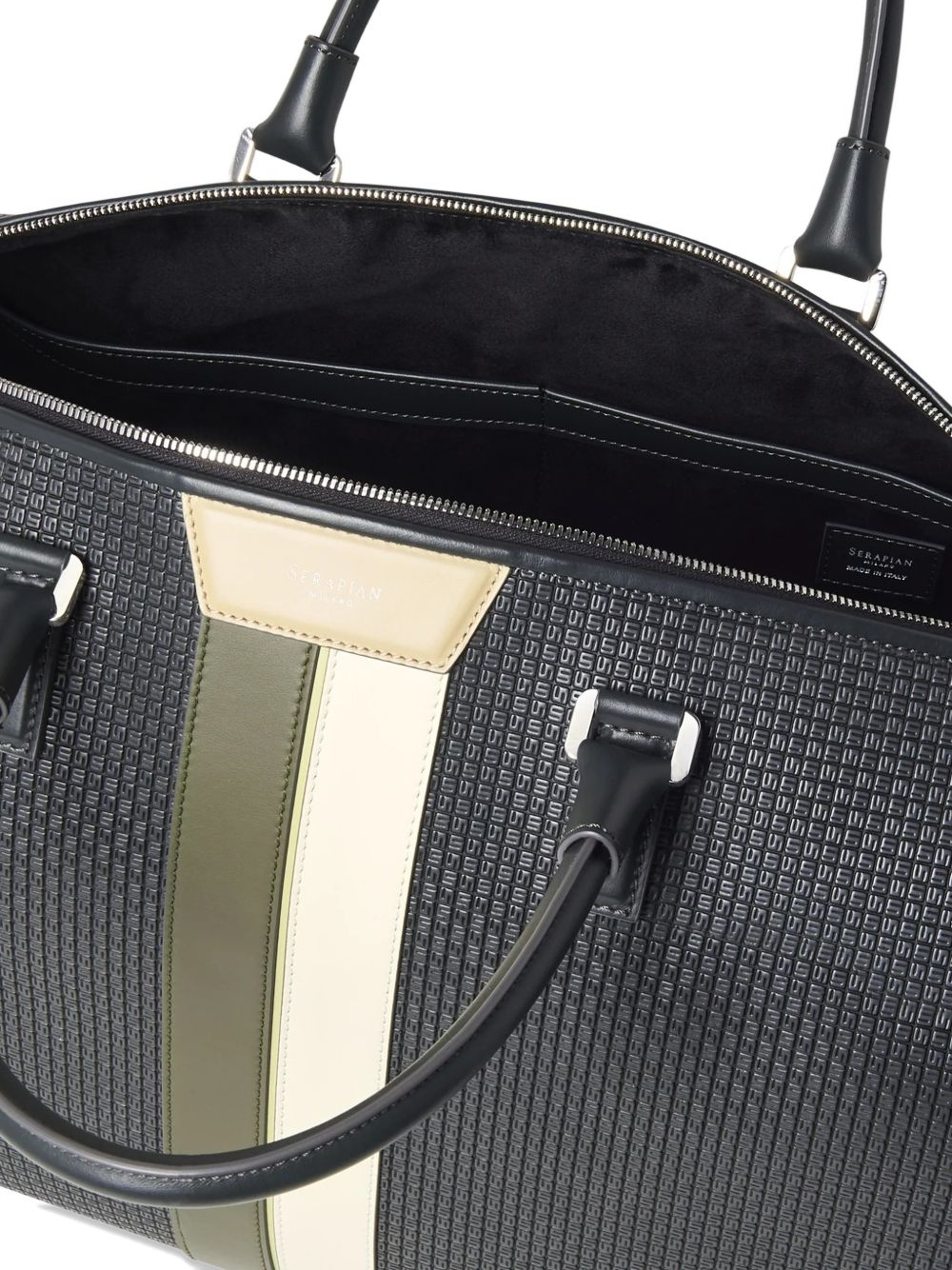 striped leather holdall 