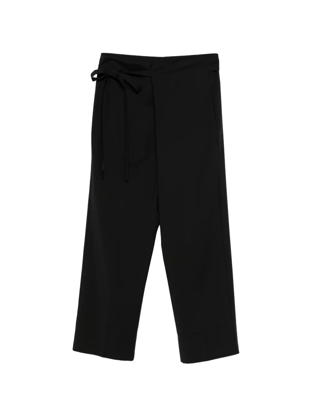 wrap-design tie-waist trousers