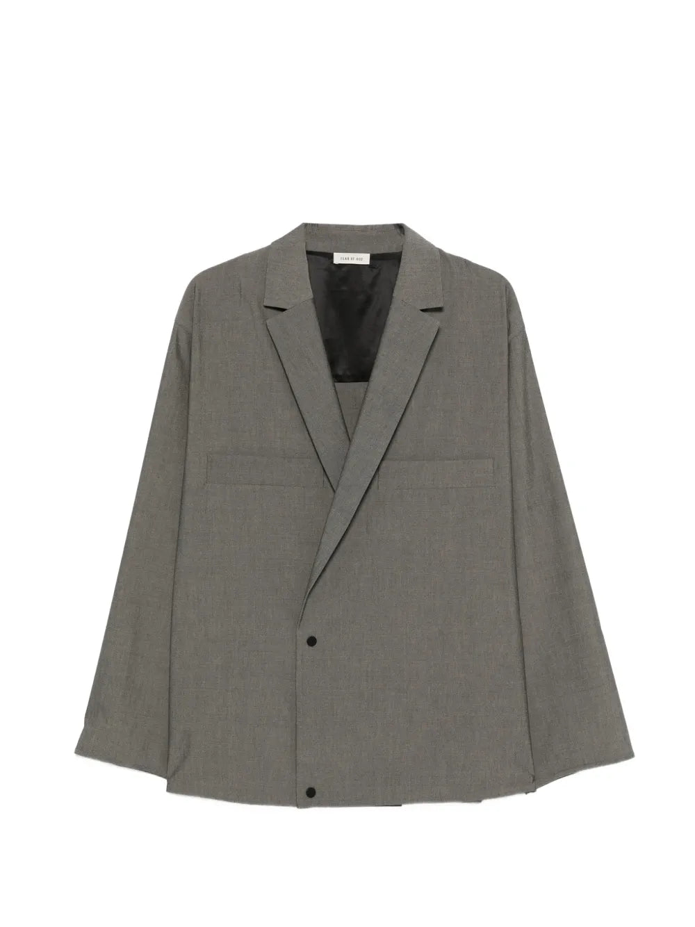 notch-lapel press-stud shirt jacket