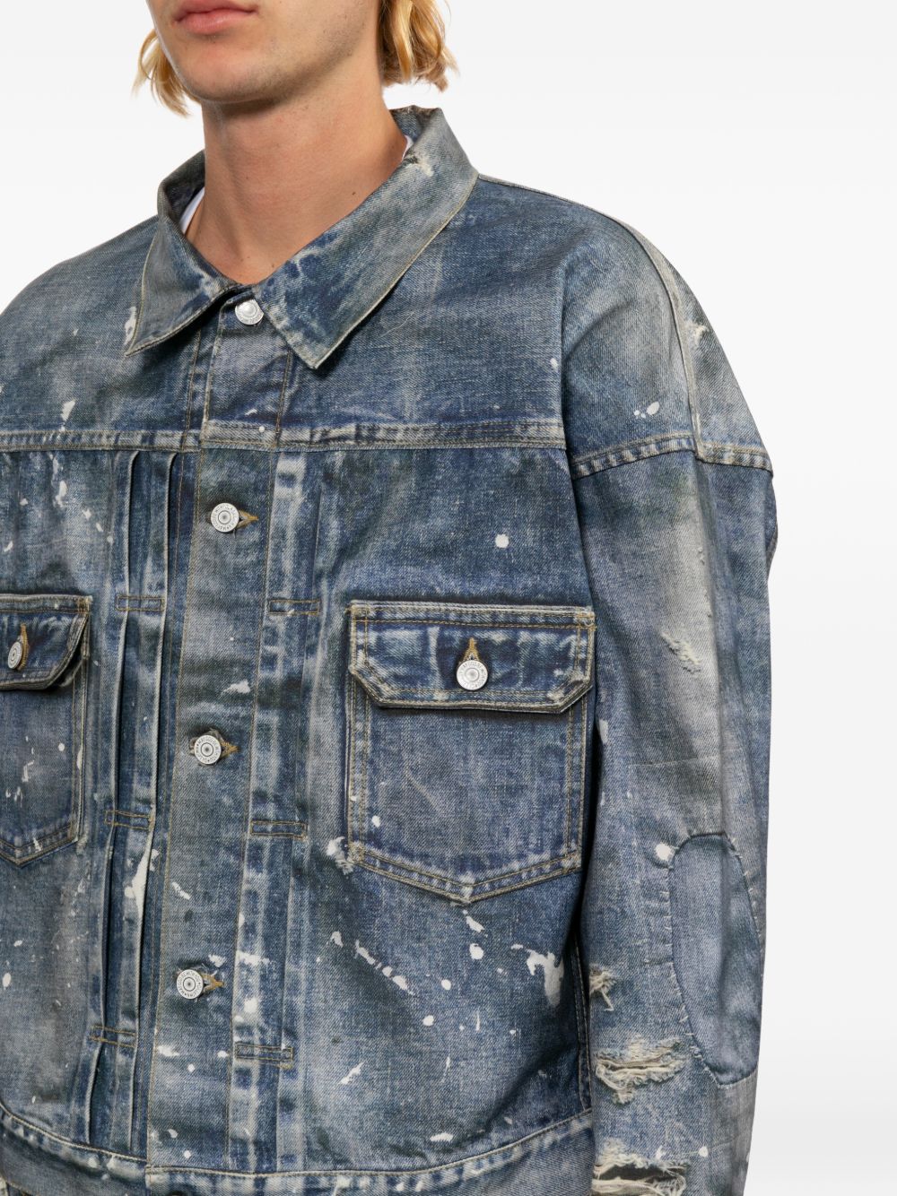 paint-splash denim jacket