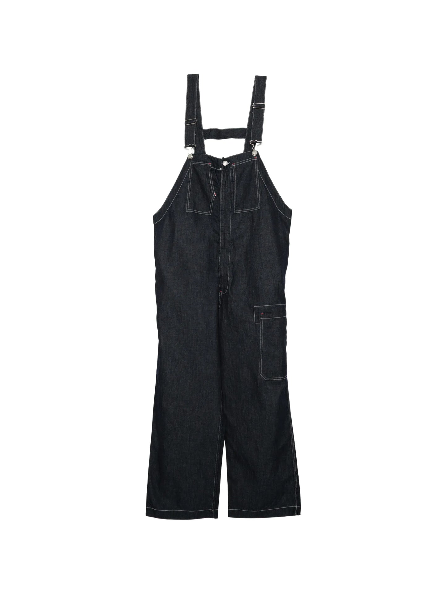 Contrast-Stitch Denim Dungarees