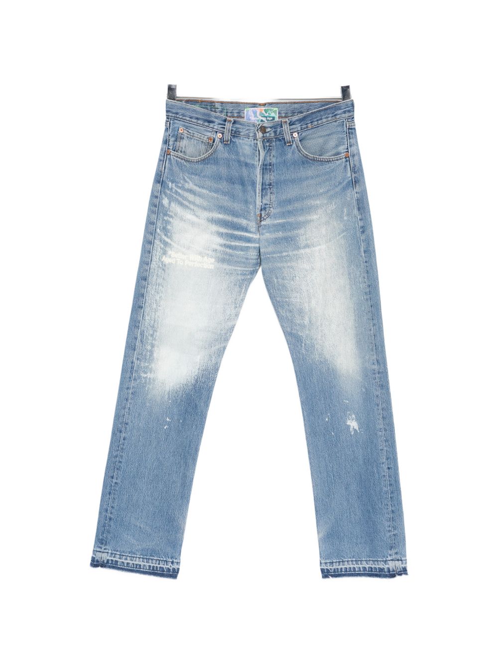 distressed faded jeans