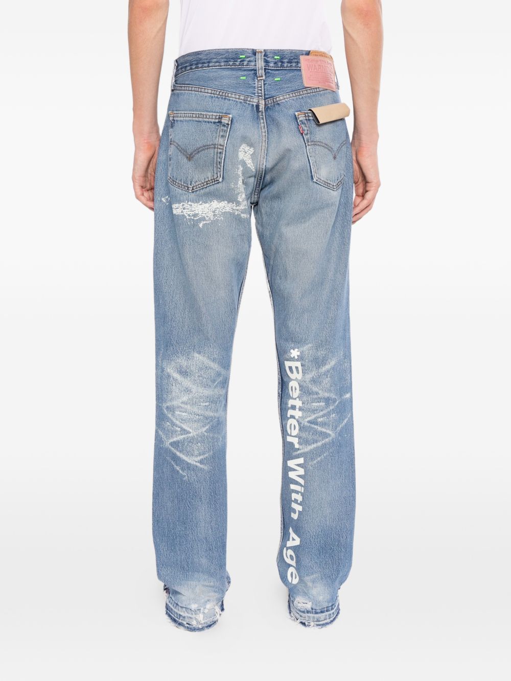 distressed faded jeans