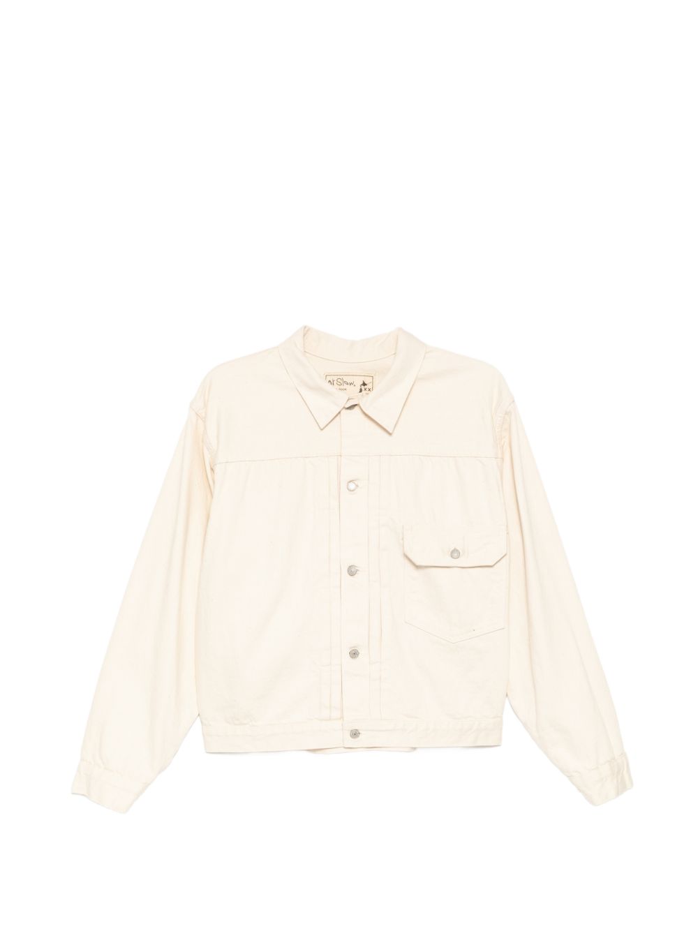 pleated-detail denim jacket