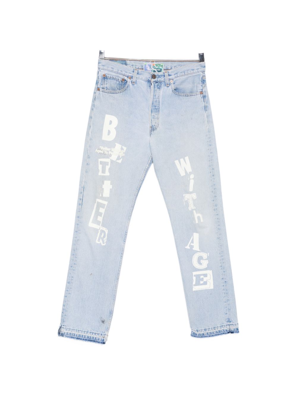 logo-print raw-cut jeans