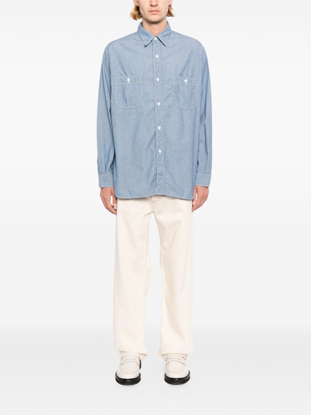 striped chest pockets shirt