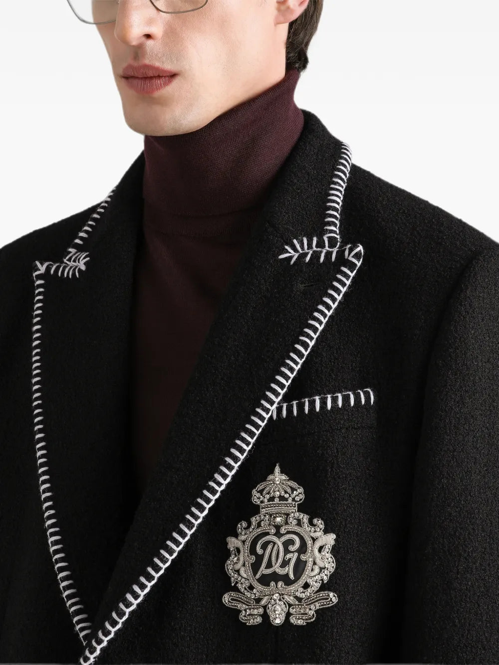 tweed single-breasted jacket with embroidery