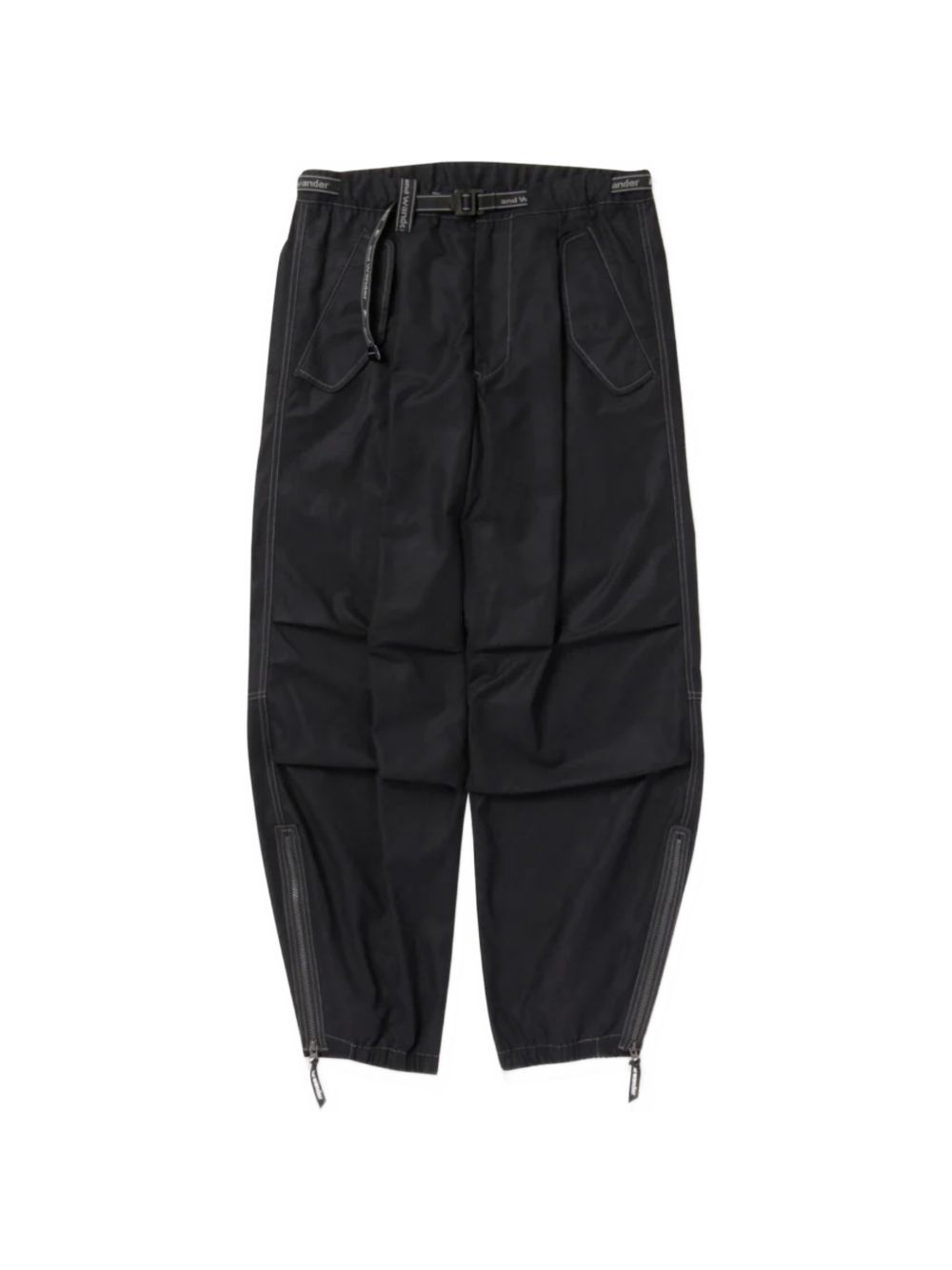 contrast-stitch belted trousers