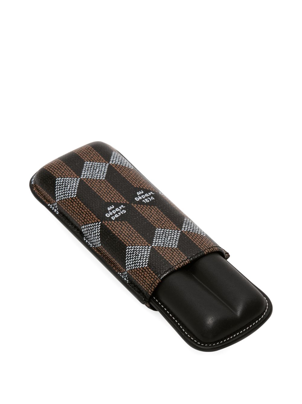 geometric-print leather double cigar case