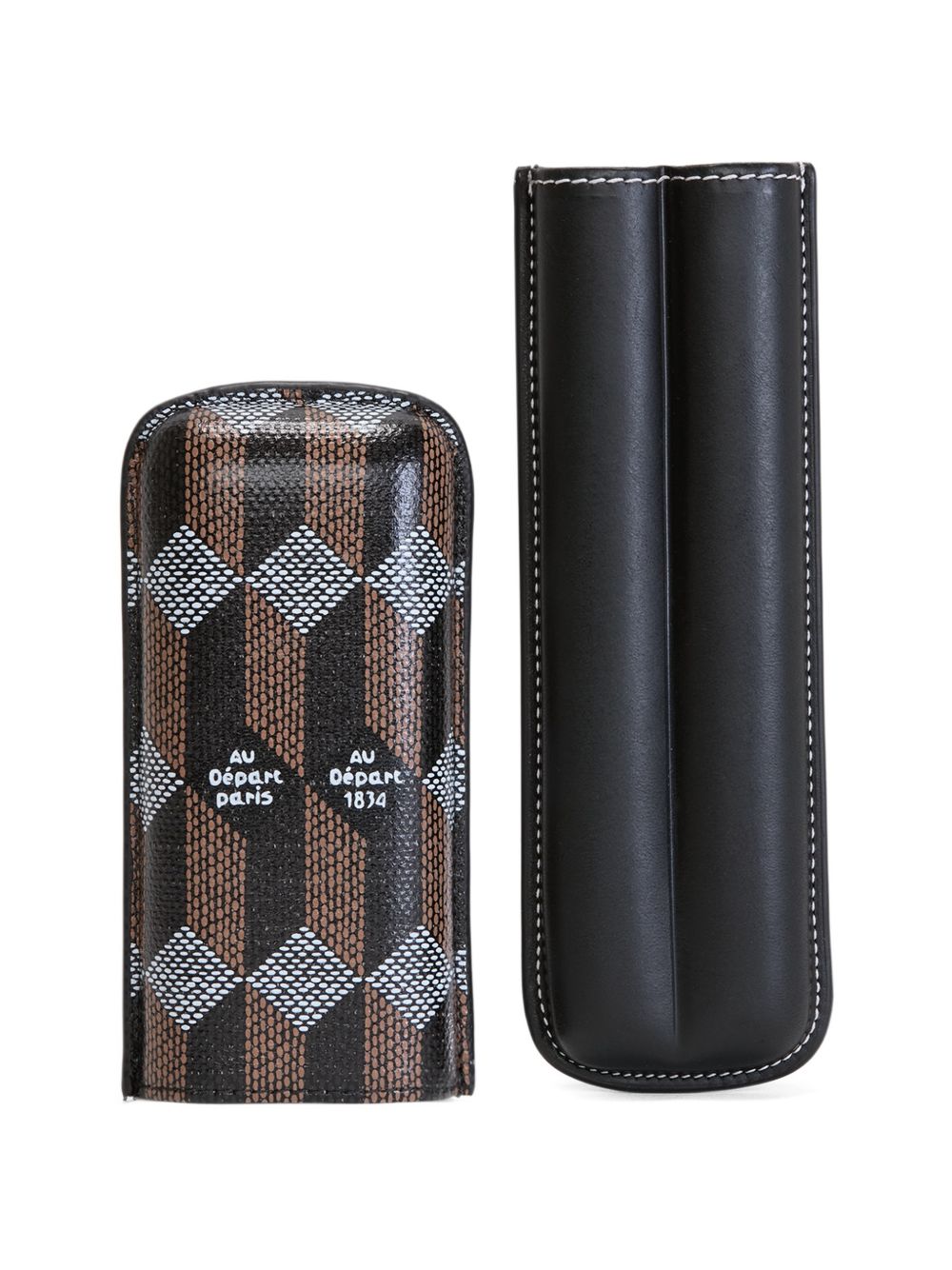 geometric-print leather double cigar case