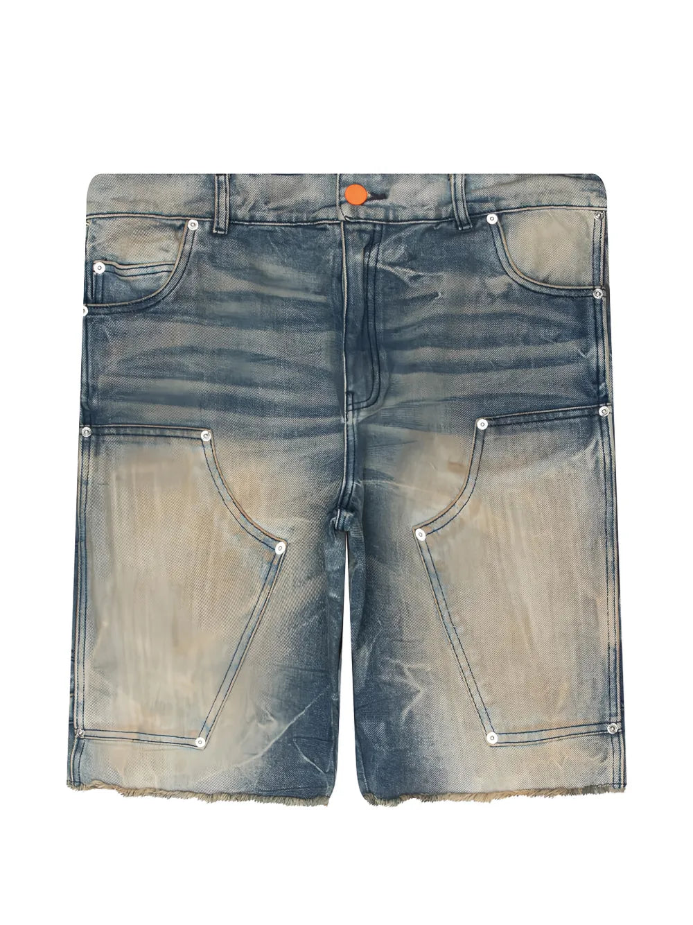 panelled frayed-hem shorts