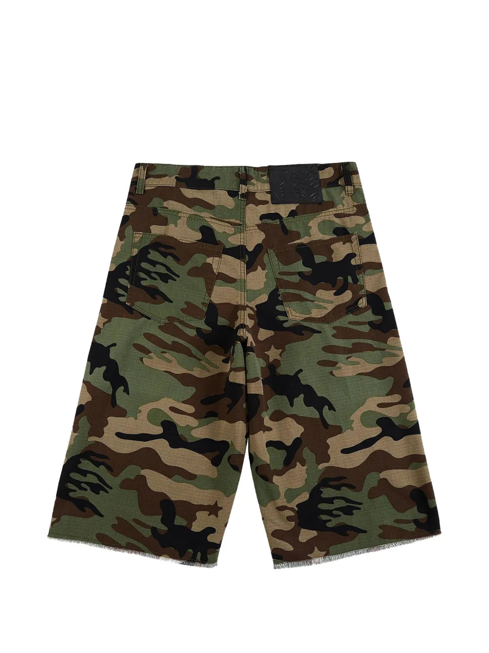 Camouflage-Print Raw-Edge Shorts