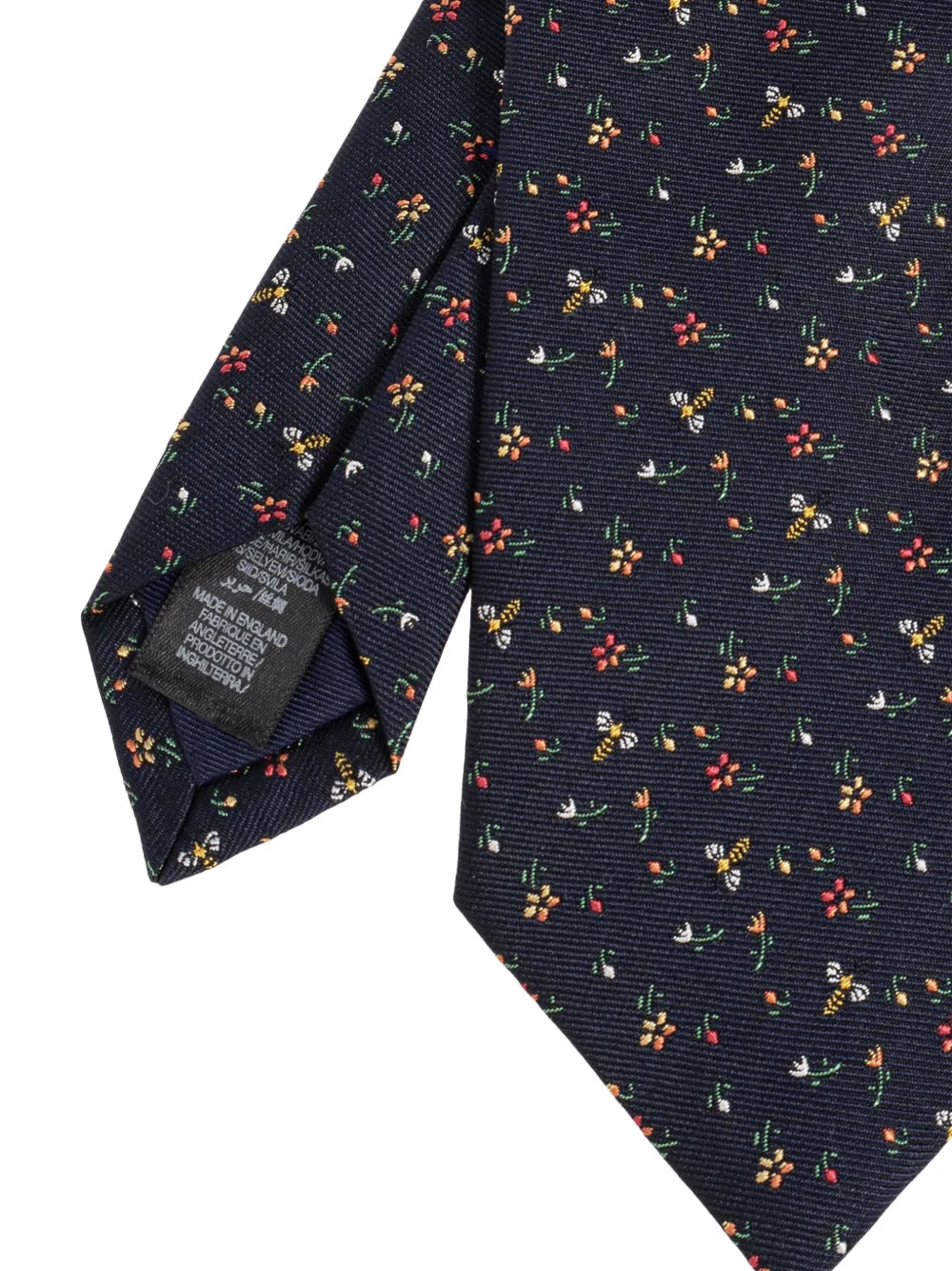 floral-print bee-pattern tie