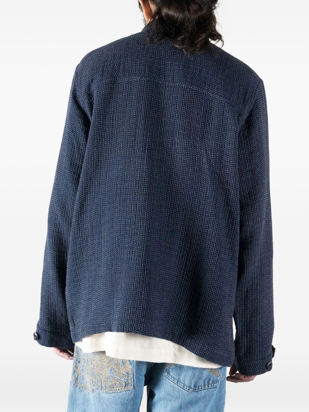 sashiko-stitch pocket shirt