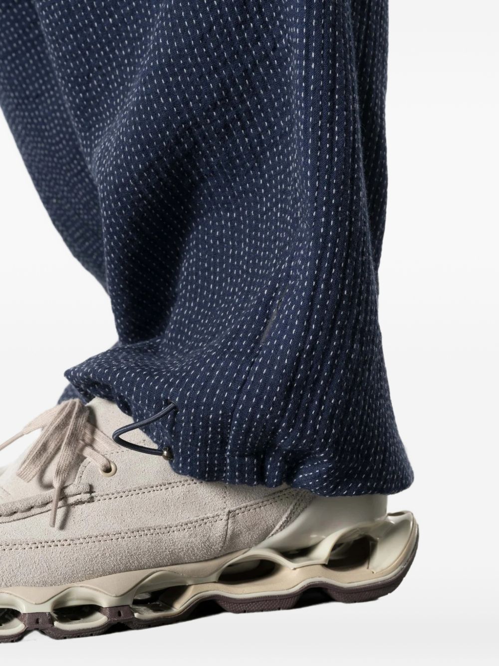 Sashiko-stitched drawstring trousers