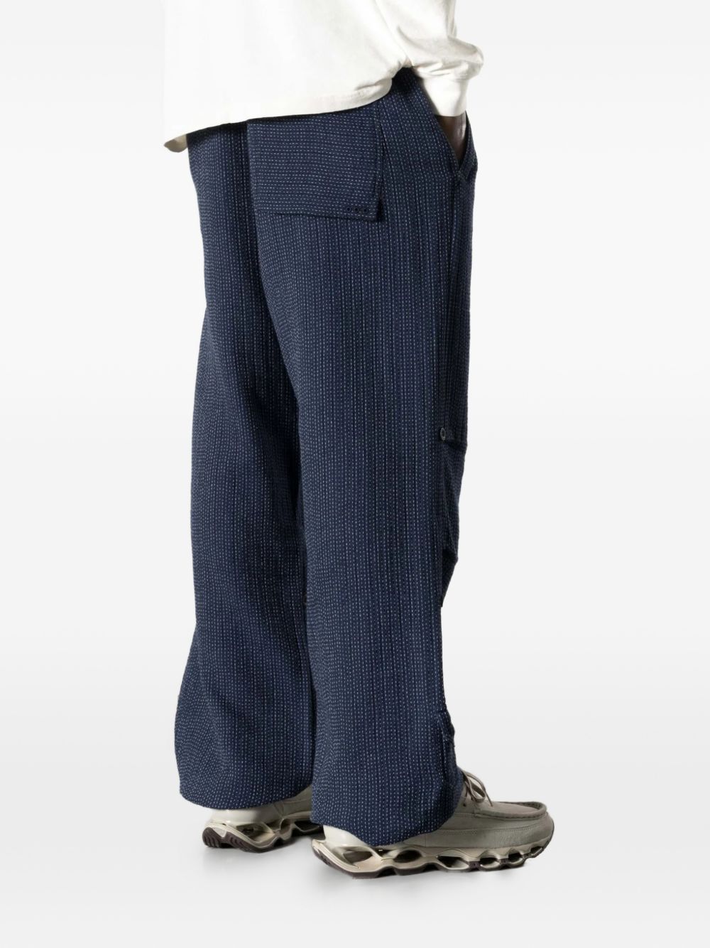 Sashiko-stitched drawstring trousers