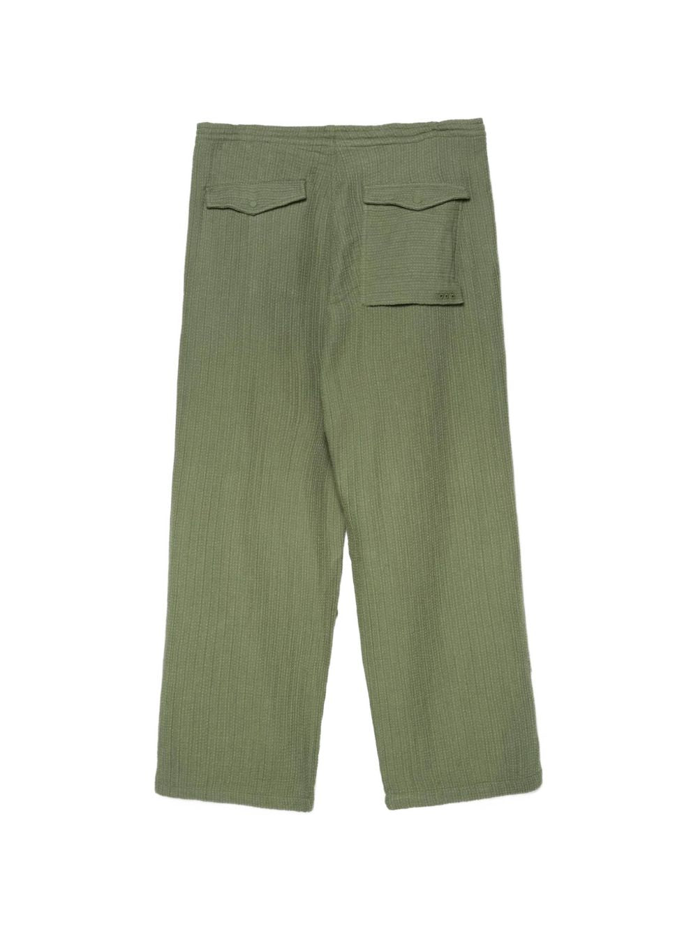 Sashiko-stitched wide-leg trousers