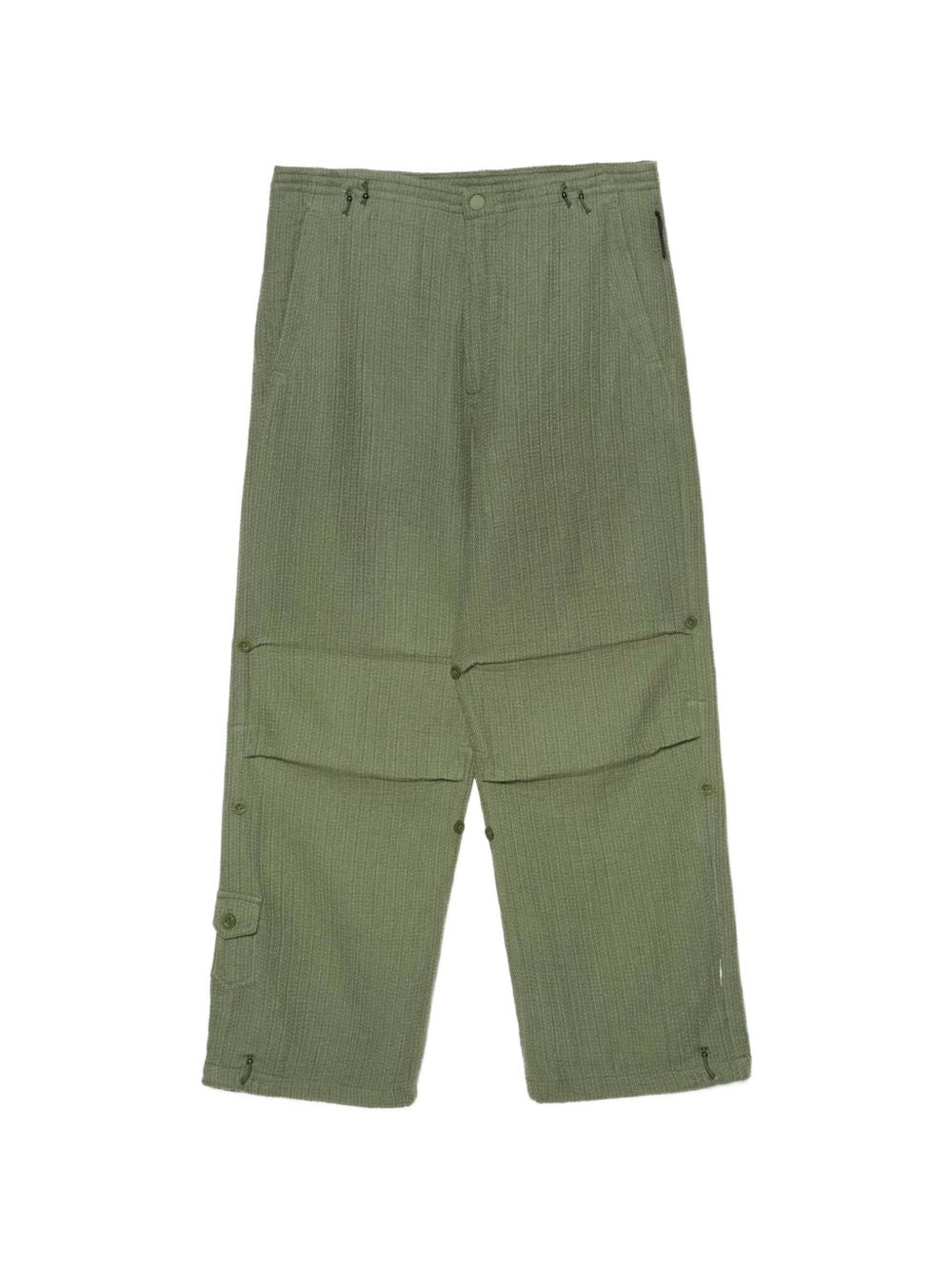 Sashiko-stitched wide-leg trousers