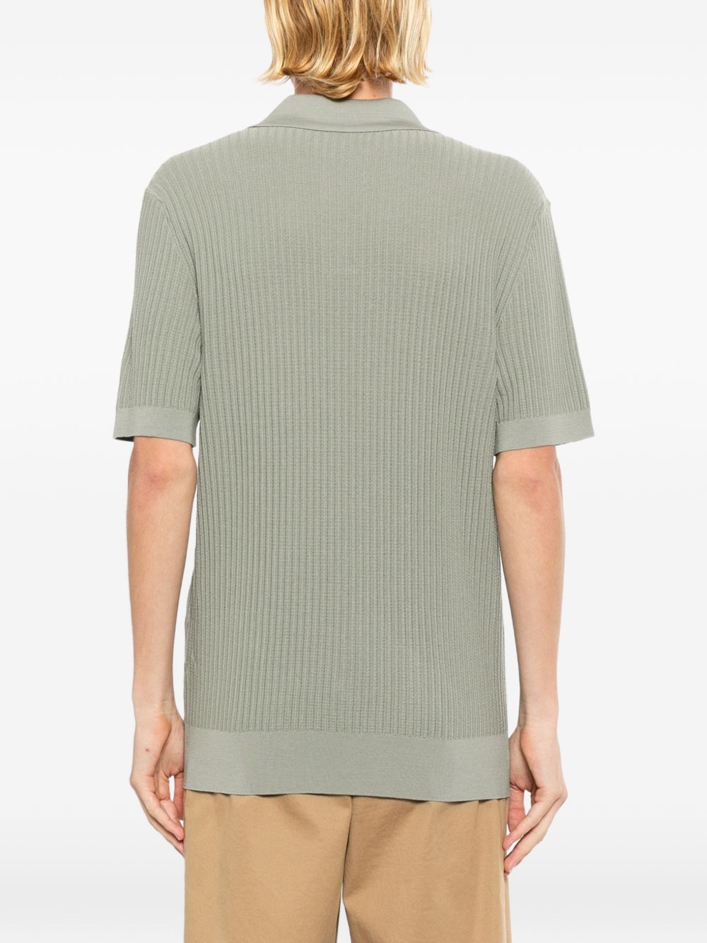 ribbed-knit polo shirt