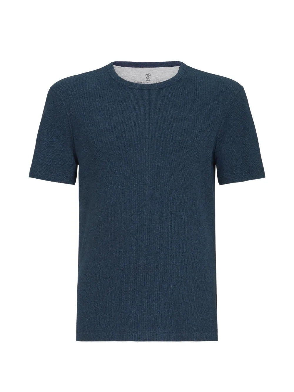 denim-effect ribbed cotton jersey crew-neck T-shirt