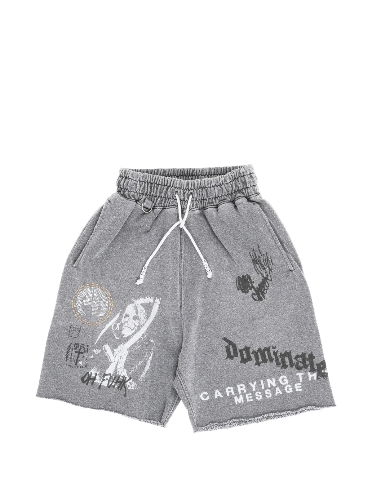 Graphic-Print Raw-Edge Shorts