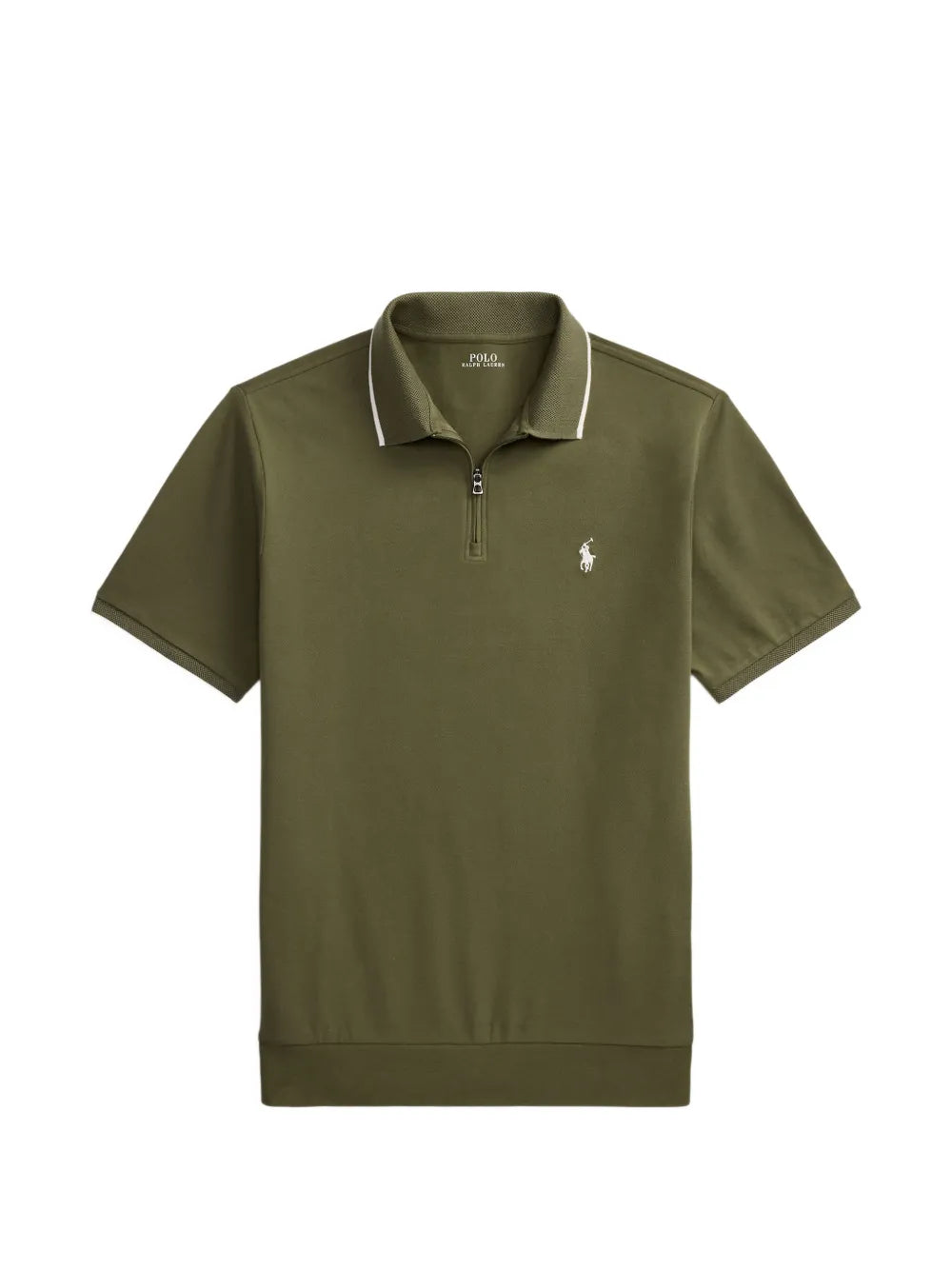 logo-embroidered zip-up polo shirt