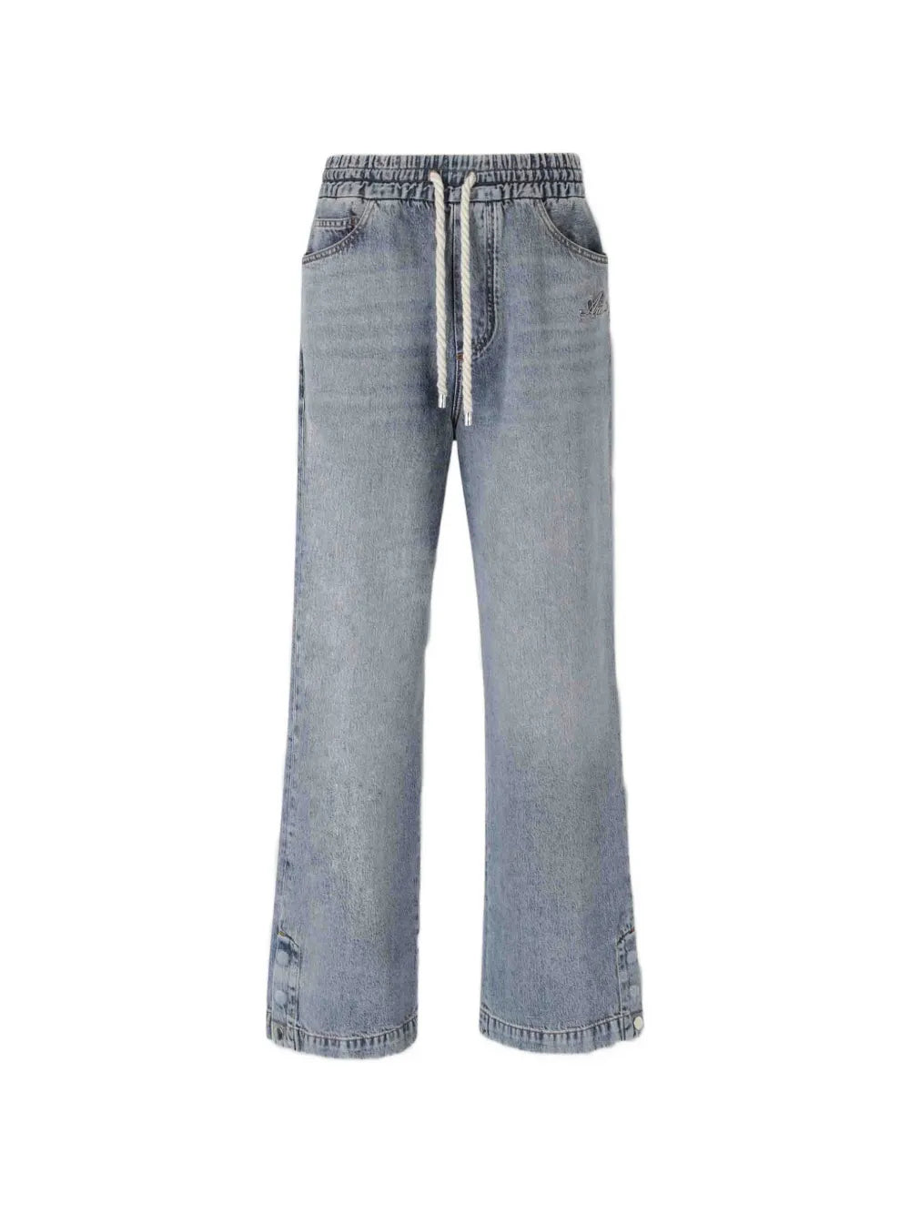 drawstring wide-leg jeans