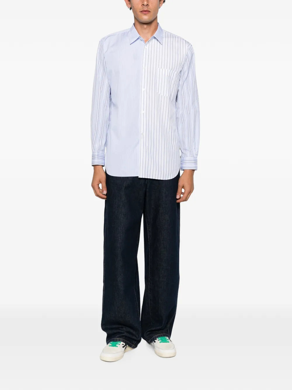 vertical-stripe panelled shirt