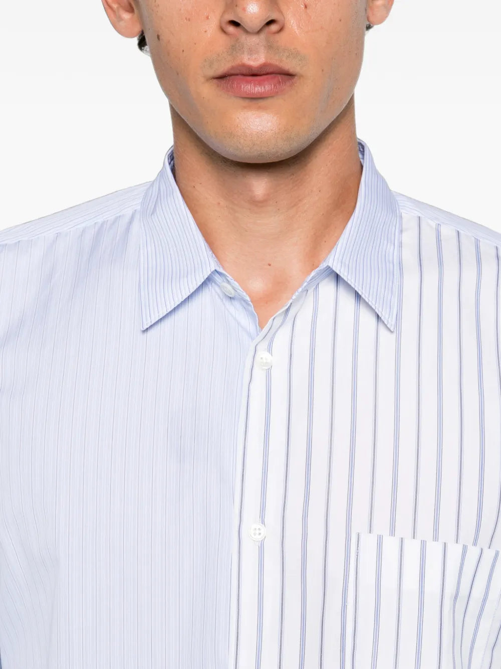 vertical-stripe panelled shirt