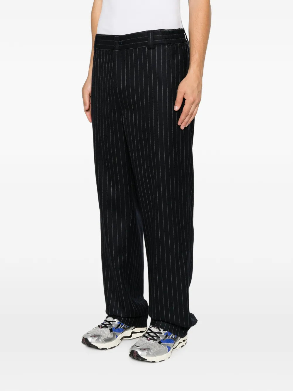 pinstripe-pattern trousers