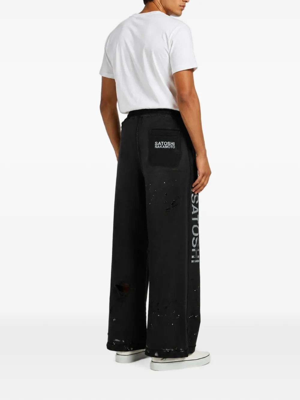 distressed paint-splatter track pants