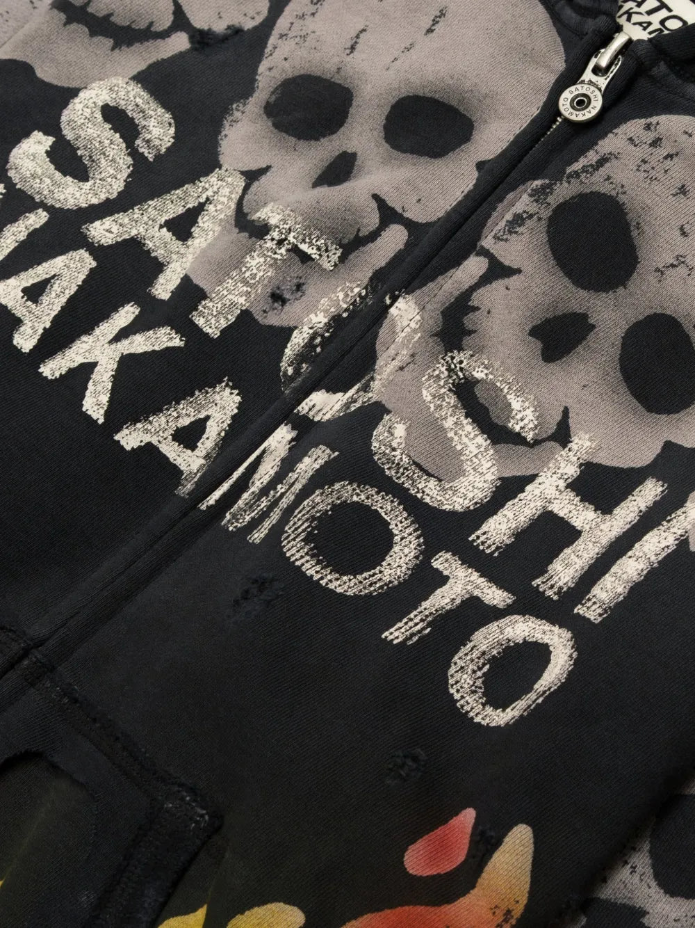 skull-print flame-print hoodie