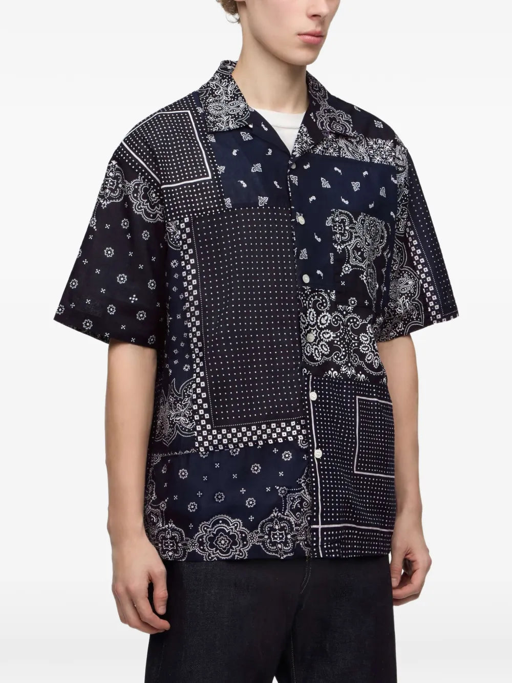 paisley -print patchwork shirt