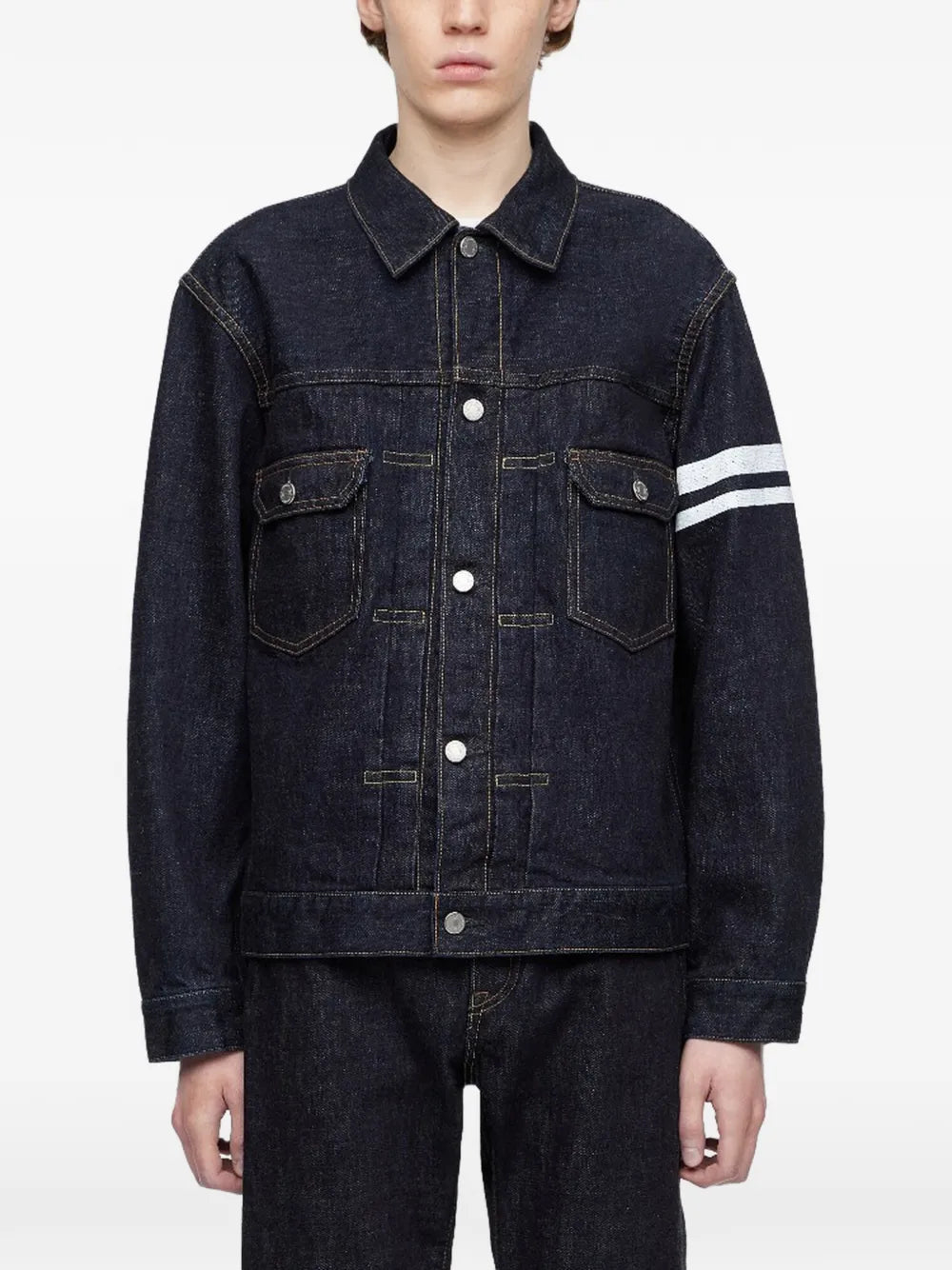 Classic stripe-detail denim jacket