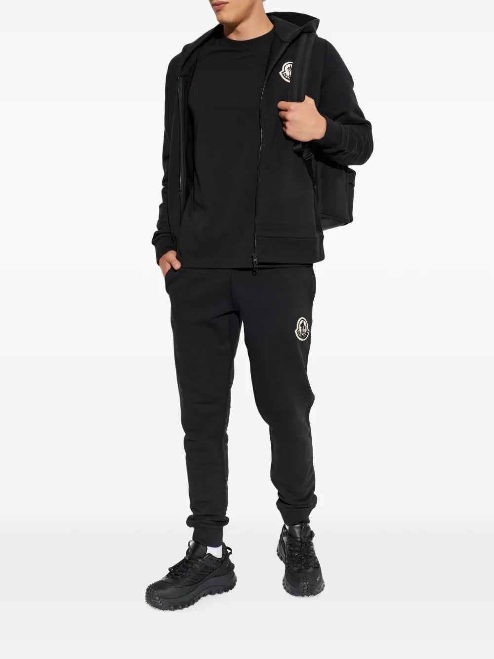 logo-patch zip-up hoodie