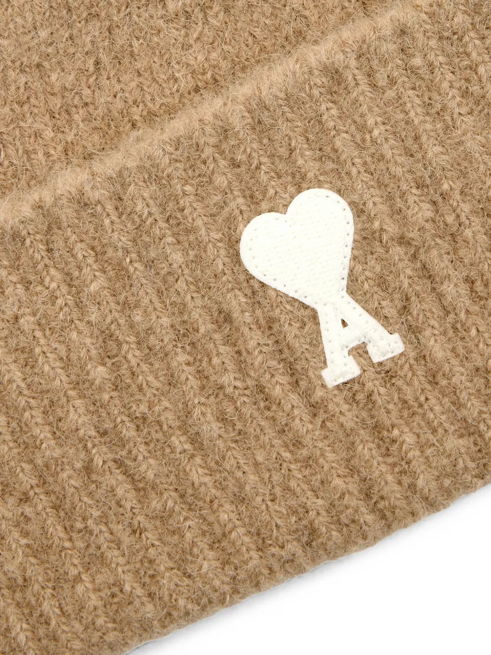 beige alpaca beanie with Ami de Coeur