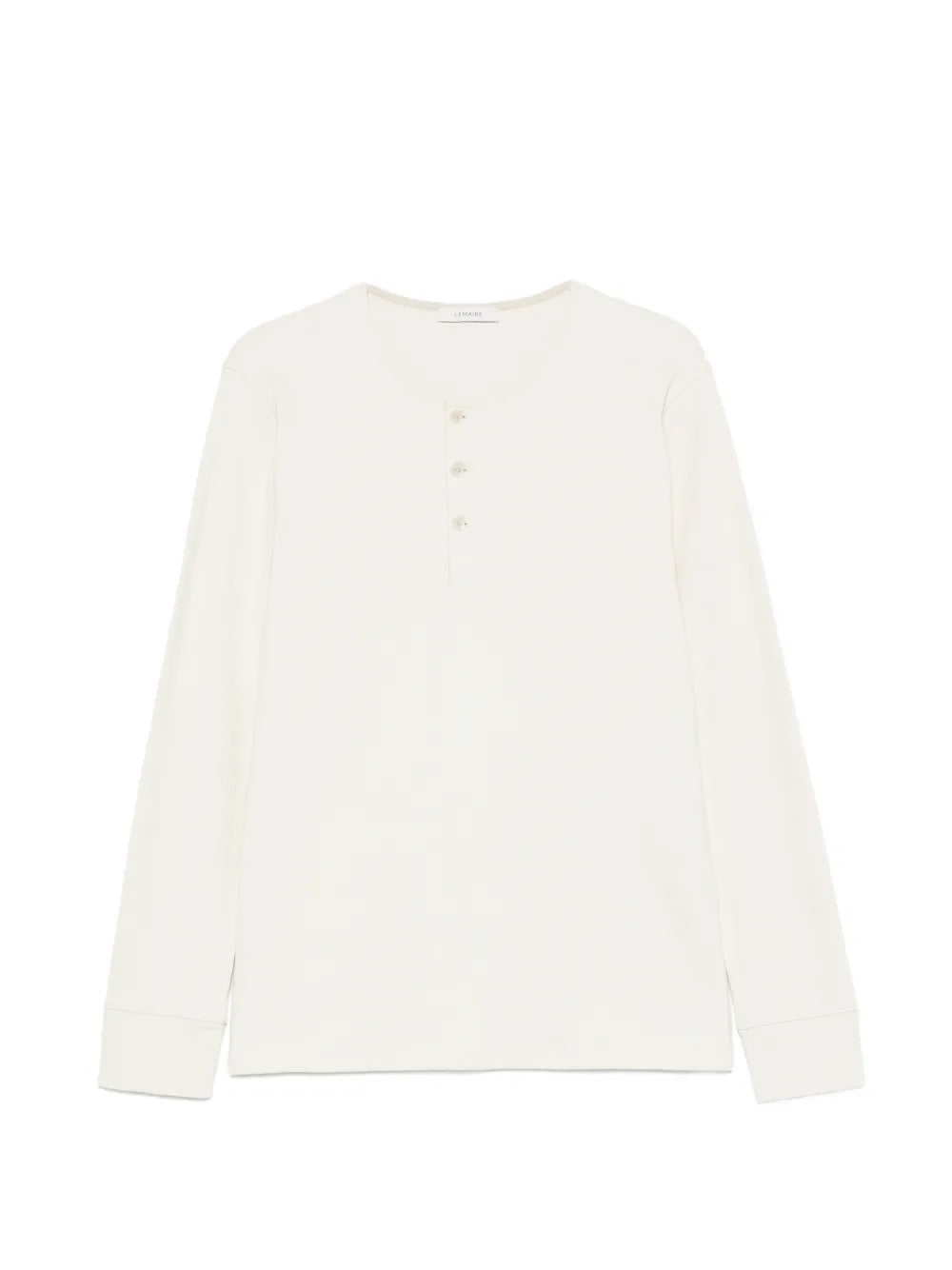 long-sleeve henley T-shirt in linen and cotton-ribbed jersey