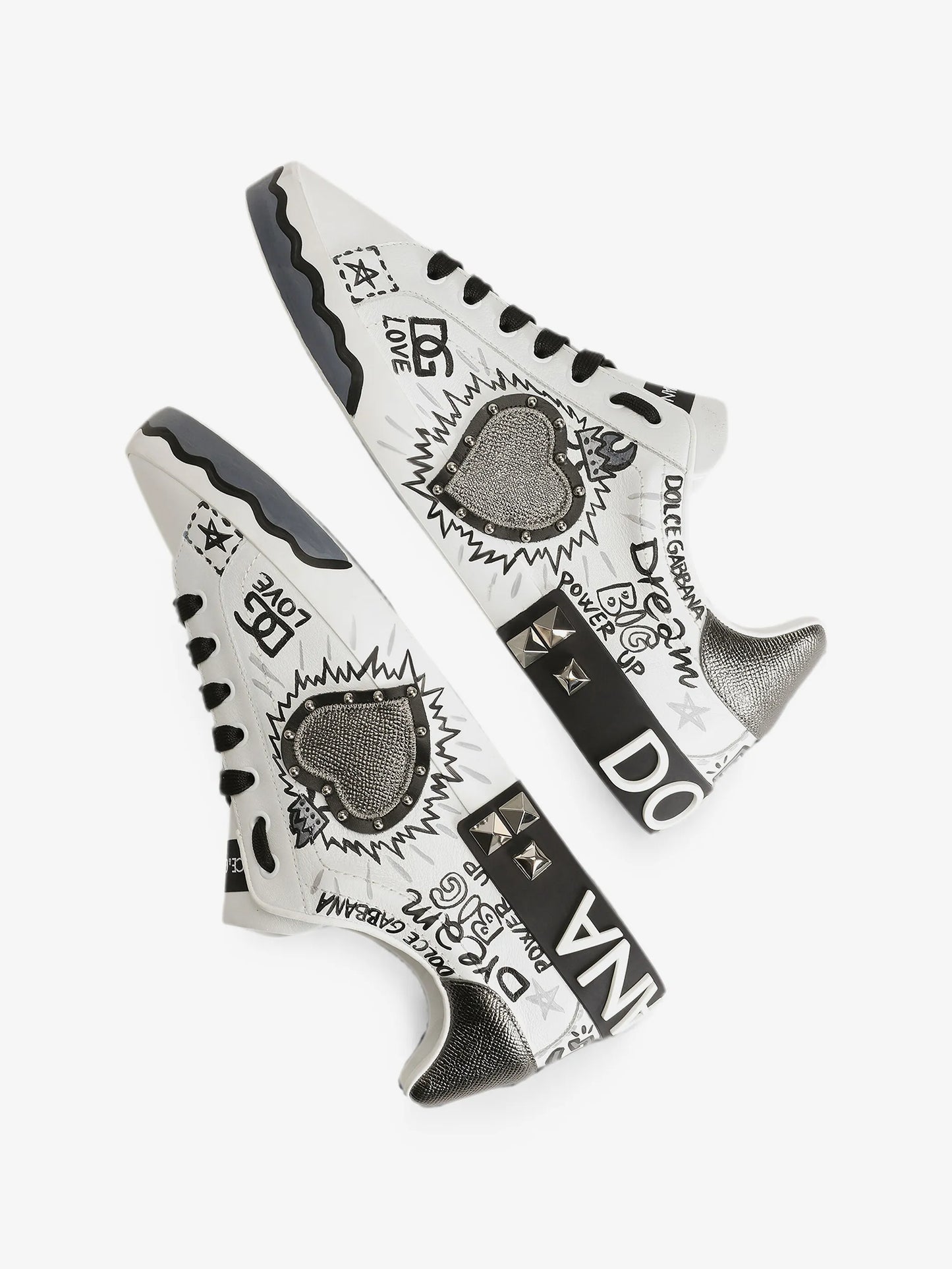 Portofino Embellished Heart-Patch Low-Top Sneakers