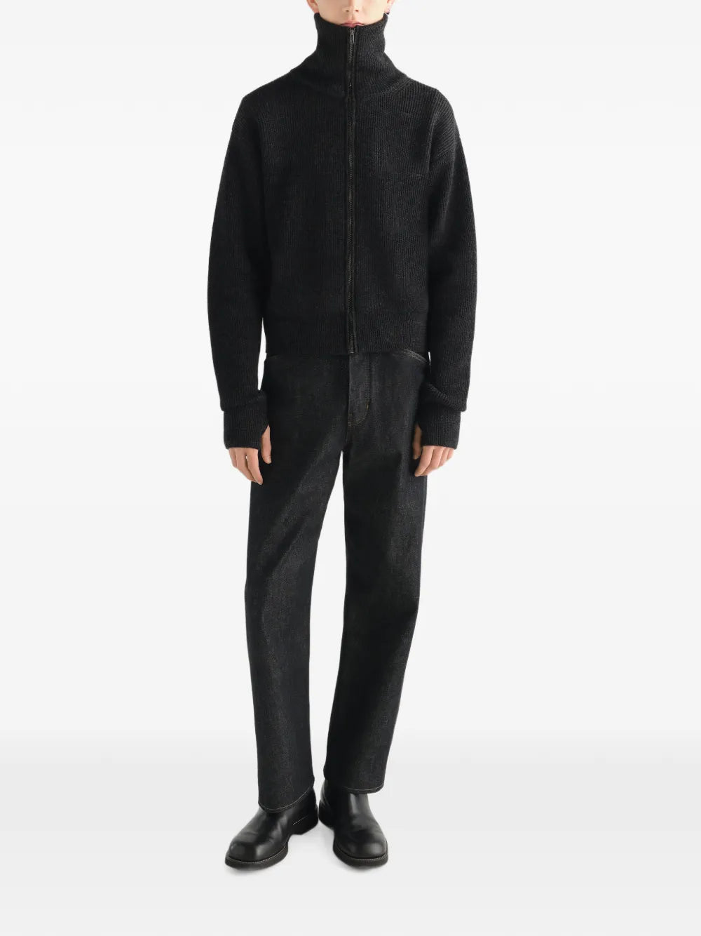 zipped cardigan in virgin wool