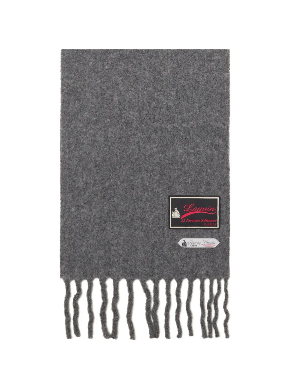 fringed wool scarf with 22 Faubourg label